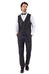 BARABAS Men's Wholesale Solid Color Shawl Lapel Suit Vest Set 4TU04 Black