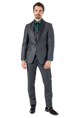 BARABAS Men's Wholesale Solid Color Shawl Lapel Suit Vest Set 4TU04 Green