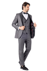 BARABAS Men's Wholesale Solid Color Shawl Lapel Suit Vest Set 4TU04 Grey