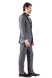 BARABAS Men's Wholesale Solid Color Shawl Lapel Suit Vest Set 4TU04 Grey