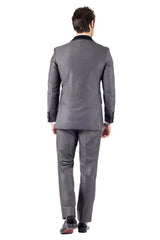 BARABAS Men's Wholesale Solid Color Shawl Lapel Suit Vest Set 4TU04 Grey