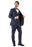 BARABAS Men's Wholesale Solid Color Shawl Lapel Suit Vest Set 4TU04 Navy