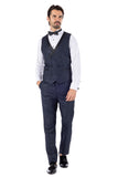 BARABAS Men's Wholesale Solid Color Shawl Lapel Suit Vest Set 4TU04 Navy