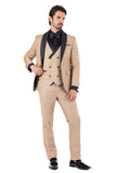 BARABAS Men's Wholesale Solid Color Shawl Lapel Suit Vest Set 4TU04 Tan