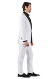 BARABAS Men's Wholesale Solid Color Shawl Lapel Suit Vest Set 4TU04 White