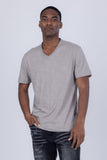 Barabas Men's Basic Solid Color V-neck Raw End T-shirts 4TV10 Ash