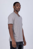 Barabas Men's Basic Solid Color V-neck Raw End T-shirts 4TV10 Ash