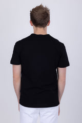 Barabas Men's Basic Solid Color V-neck Raw End T-shirts 4TV10 Black