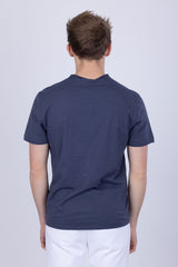 Barabas Men's Basic Solid Color V-neck Raw End T-shirts 4TV10 Navy