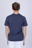 Barabas Men's Basic Solid Color V-neck Raw End T-shirts 4TV10 Navy