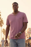 Barabas Men's Basic Solid Color V-neck Raw End T-shirts 4TV10 Plum