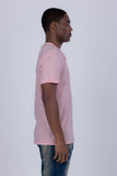 Barabas Men's Basic Solid Color V-neck Raw End T-shirts 4TV10 Pink