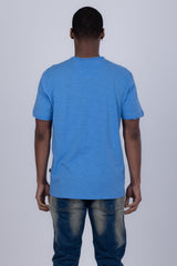 Barabas Men's Basic Solid Color V-neck Raw End T-shirts 4TV10 Blue
