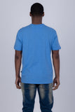 Barabas Men's Basic Solid Color V-neck Raw End T-shirts 4TV10 Blue