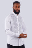 Barabas Wholesale Men's Sayataga Rhinestones Button-up Long Sleeve Shirt 4TXR04 White