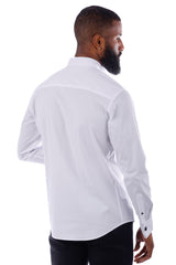 Barabas Wholesale Men's Sayataga Rhinestones Button-up Long Sleeve Shirt 4TXR04 White