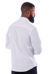 Barabas Wholesale Men's Symmetrical Rhinestone Long Sleeve Shirt 4TXR07 White