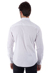 Barabas Men's Wholesale Weave Pearls Button Down Long Sleeve Shirt 4TXR12 White