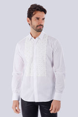 Barabas Wholesale Men's Weave Pearls Button Down Long Sleeve Shirt 4TXR12 White