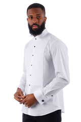 Barabas Wholesale Men's Solid Color Tuxedo Button Down Long Sleeve Shirt 4txs01 white