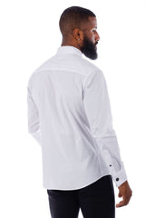 Barabas Wholesale Men's Solid Color Tuxedo Button Down Long Sleeve Shirt 4txs01 White