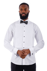 Barabas Wholesale Men's Solid Color Tuxedo Button Down Long Sleeve Shirt 4txs01 White