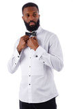 Barabas Wholesale Men's Solid Color Tuxedo Button Down Long Sleeve Shirt 4txs01 White