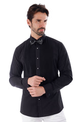 Barabas Wholesale Men's Tuxedo Wing Collar French Cuffs Long Sleeve Shirt 4txs02 Black