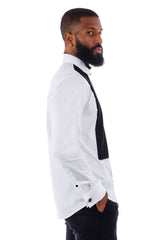 Barabas Wholesale Men's Tuxedo Wing Collar French Cuffs Long Sleeve Shirt 4txs02 Black White
