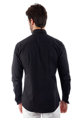 Barabas Wholesale Men's Tuxedo Wing Collar Button Down Long Sleeve Shirt 4txs03 Black