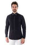 Barabas Wholesale Men's Tuxedo Wing Collar Button Down Long Sleeve Shirt 4txs03 Black