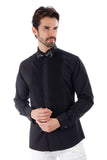 Barabas Wholesale Men's Tuxedo Wing Collar Button Down Long Sleeve Shirt 4txs03 Black