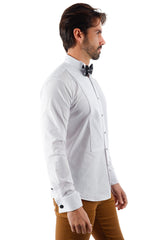 Barabas Wholesale Men's Tuxedo Wing Collar Button Down Long Sleeve Shirt 4txs03 White