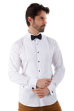 Barabas Wholesale Men's Tuxedo Wing Collar Button Down Long Sleeve Shirt 4txs03 White