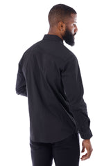 Barabas Wholesale Men's Wave Pattern Button Down Long Sleeve Shirt 4TXR14 Black