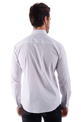 Barabas Wholesale Men's Wave Pattern Button Down Long Sleeve Shirt 4TXR14 White