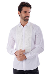 Barabas Men's Wholesale Wave Pattern Button Down Long Sleeve Shirt 4TXR14 White