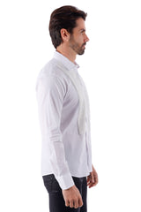 Barabas Wholesale Men's Wave Pattern Button Down Long Sleeve Shirt 4TXR14 White