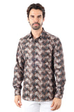 Vassari Men's Geometric Design Button Down Luxury Shirt 4VS41 Royal