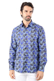 Vassari Men's Geometric Design Button Down Luxury Shirt 4VS41 Coffee