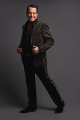Barabas Wholesale Men's Geometric Studded Henley Lapel Blazer 3BLR14 Black Gold
