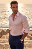 Barabas Wholesale Men's Textured Stretch Button Down Long Sleeve Shirt 4B34 Pink