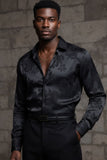 Barabas Wholesale Men's Floral Stretch Button Down Long Sleeve Shirt 4B36 Black