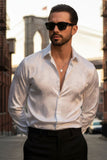 Barabas Wholesale Men's Floral Stretch Button Down Long Sleeve Shirt 4B36 White