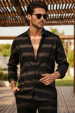 Barabas Wholesale Men's Linen Lightweight Button Down Long Sleeve Shirt 4B37 Black