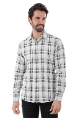 Barabas Wholesale Men's Plaid Checkered Button Down Long Sleeve Shirts 4B49 White Black