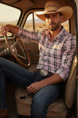 Barabas Wholesale Men's Plaid Checkered Button Down Long Sleeve Shirts 4B49 Pink Black