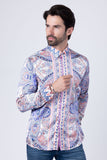 Barabas Wholesale Men's Paisley Pattern Button Down Long Sleeve Shirts 4B53 Purple