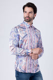 Barabas Wholesale Men's Paisley Pattern Button Down Long Sleeve Shirts 4B53 Purple