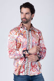 Barabas Wholesale Men's Paisley Pattern Button Down Long Sleeve Shirts 4B53 Red